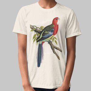Eastern Rosella Vintage Parrot Print Short Sleeve Graphic Tee T-shirt S M L XL